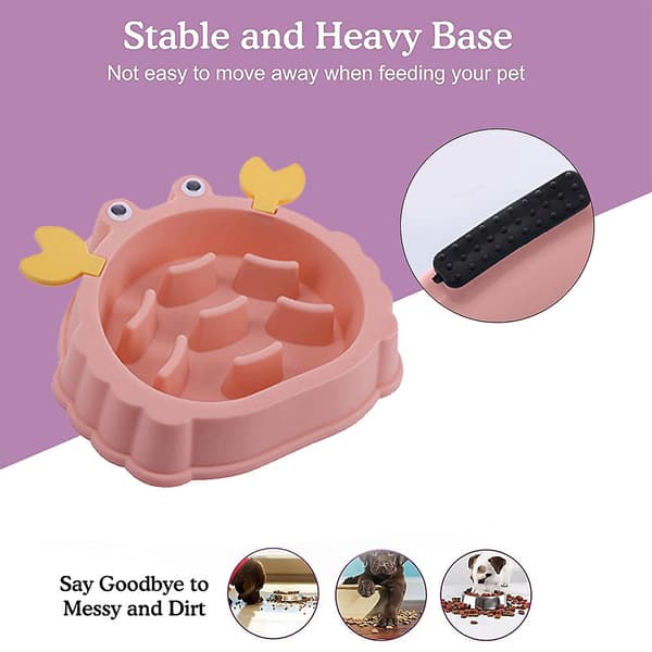 Langsom foder skål, hund langsom foder skål, kat skåle, sund kost, langsom foder kæledyr skål（pink）