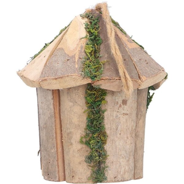 Innovativt hängande fågelhus i trä, litet utsökt fågelhus för utomhusträdgård