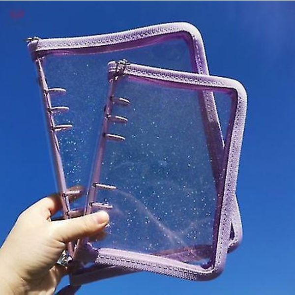 Koreanska Ins Glittrande Transparent A5 A6 6-håls Dragkedja Bindemedel K-pop Idoler Lomo Fotoalbum