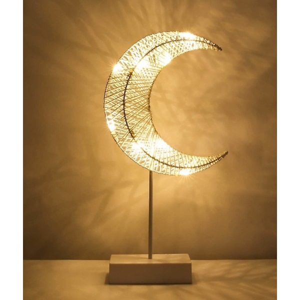Børns nattelys, dekorativ bordlampe, batteridrevet LED måneformet sengelampe, varmt hvidt lys nattelys