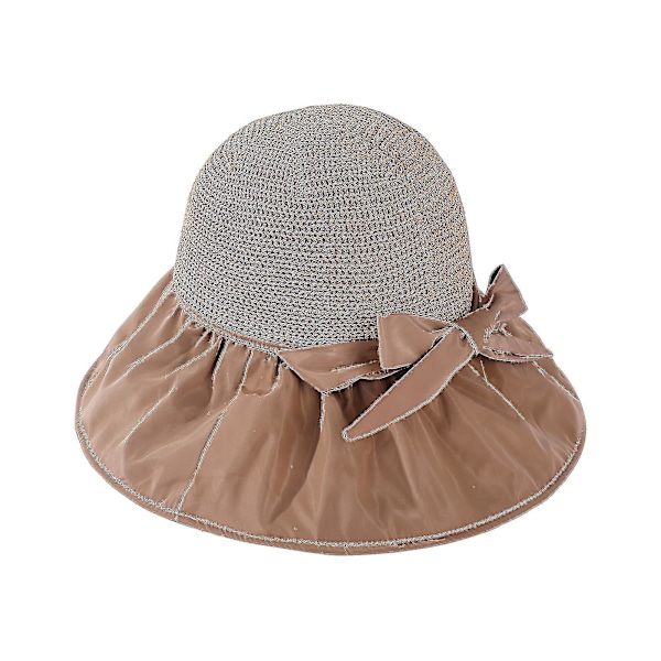 Fiskarehatt Dam Fashion Solid Color Weave Hollow Out Med Vindtät Sladd Kepssolhatt