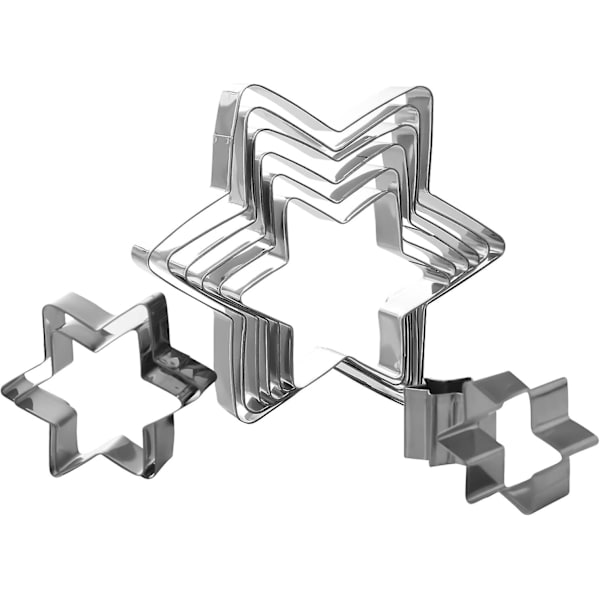 Set med 10 hexagonala stjärnformade kakformar för att göra 3d julgranskakor, bakverk, smörgåsar