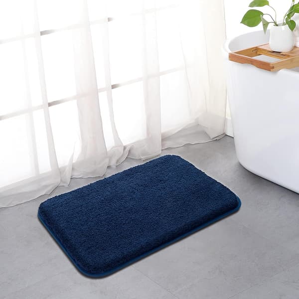 24\" x 16\" skridsikkert, holdbart, blødt badeværelsestæppe, maskinvaskbart absorberende mikrofiber bademåtte, mørkeblå