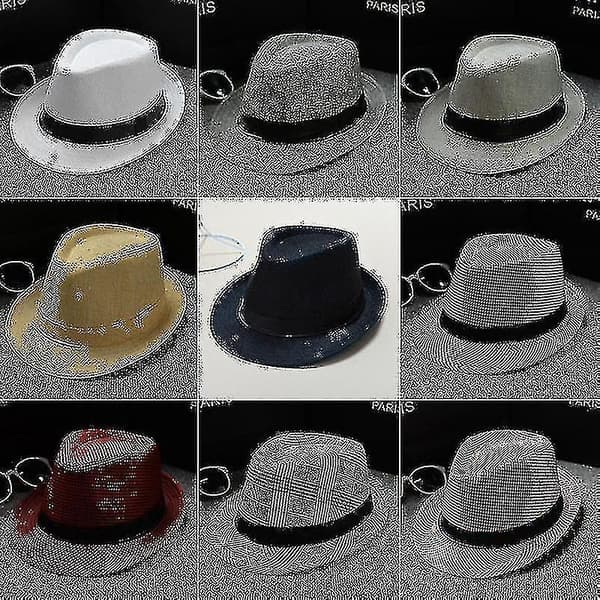 Herre Fedora Jazz Ternet Hat, Sommer & Efterår Bowler Capkhaki