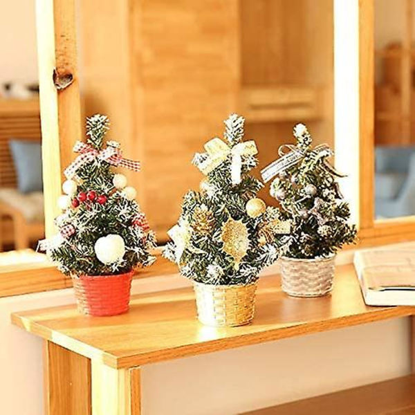 Julgran Julgranstopp Mini Liten Konstgjord Julgran Med Prydnader Juldekoration Dekoration 0821 (färg: Silver; Storlek: 20 cm