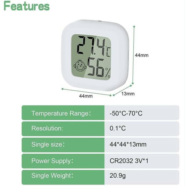 1 st Micro LCD-termometer - Digital inomhusfuktighetsmätare - Termometernivåmätare Rosa