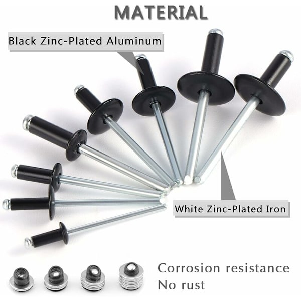 200 st aluminium blindnitar popnitar sortiment 8 storlekar popnitar för metall - MODOU