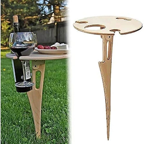 Hopfällbart bord för utomhusbruk, gjord av trä, picknickbord, mini hopfällbart bord, vinbord för trädgård, utomhus, camping, picknick, strand