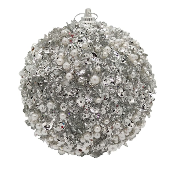 Juleperle paljetter Glitter Baubles Ball Xmas Tree Ornament Decoration 8cm