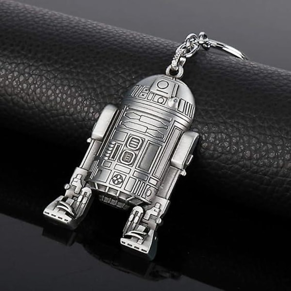 Star Wars R2-D2 nøkkelring i børstet sølv med robotgravering