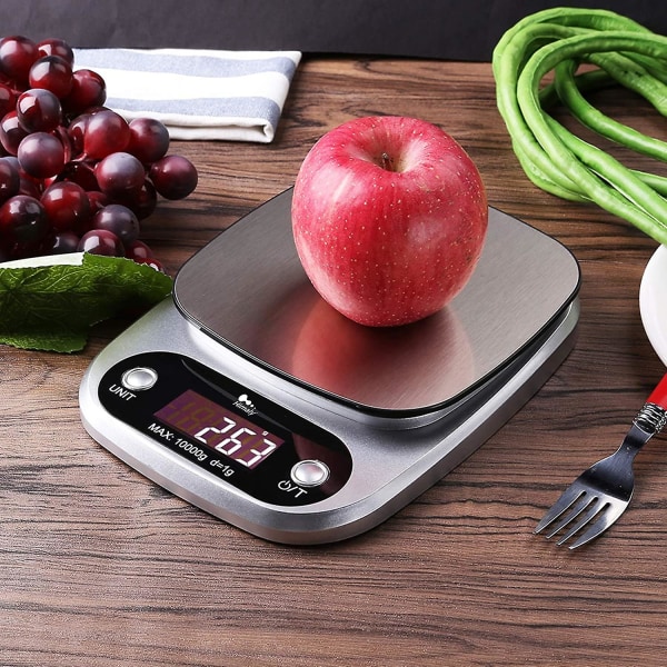 Piao Digital Köksskala - Från 1 G Till 10 Kg - Rostfritt Stål - Hög Precision - Med LCD-Display