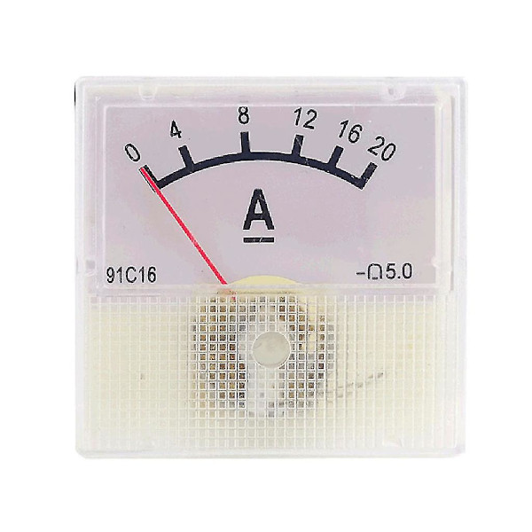 Analogt strømpanelmeter til DC 0-20A Amperemeter firkantet form Strømprøvemekanisk pegertype til DC panelmeter Amp
