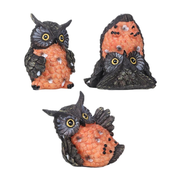 3 stk. uglefigurer håndværk havedekorationer til dam bondegård baghave（multi，sort orange）