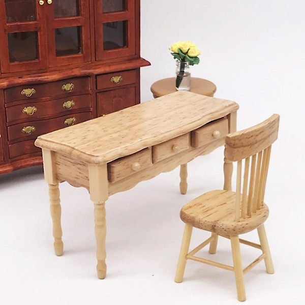 Miniatyr möbelmodell Träskrivbord för 1:12 Dockhus Vardagsrumstillbehör