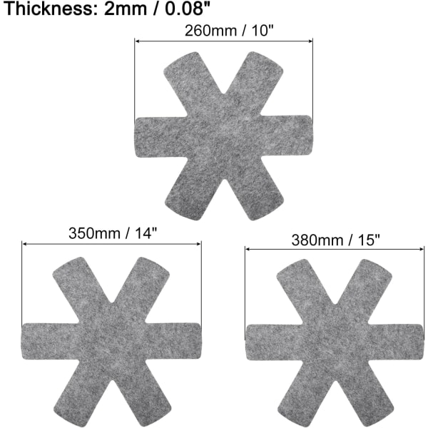 Grytebeskyttere, 12-delt sett, grå, inkluderer 3 forskjellige størrelser grytedelere