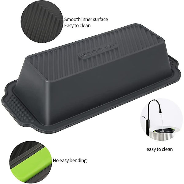 Silikonbageform, Bageformsæt, Brød Silikonbageform Rektangulær, Brødforme Til Bagning, 29,2 X 12,8 X 6,2 Cm, Grøn