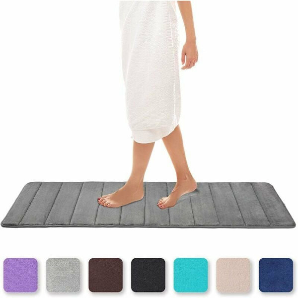 Absorberande halkfri minnesskum badmatta tvättbar, minnesskum, 40 x 120 cm - grå