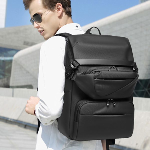 Lätt affärsryggsäck High Tech Ryggsäck Hållbar Handbagage Casual Daypacks Svart