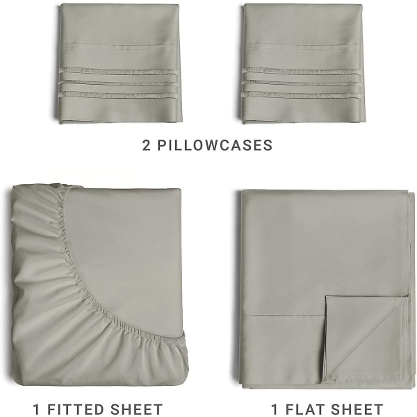 King size lakanset - Andningsbart & kylande - Hotell lyx sängkläder - Extra mjukt - Djupa fickor - Lätt passform - 4-delat set - Rynkfri - Bekväm Ligh
