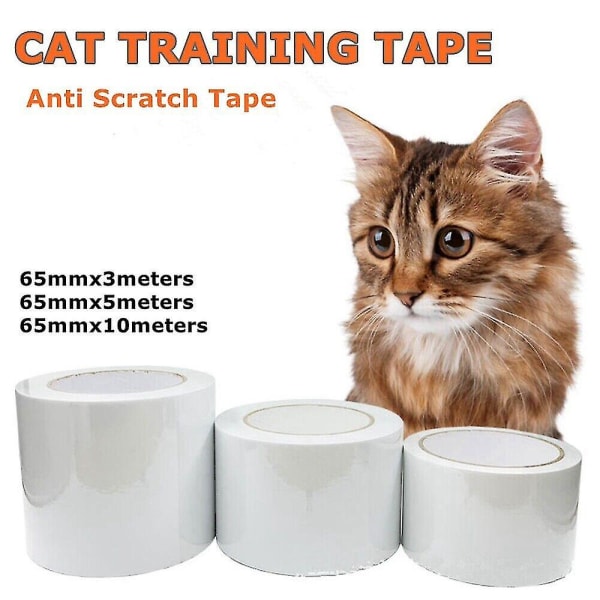 10m Kat Pet Anti Ridse Tape Protector Sticker Sofa Møbel Beskytter Clear Roll (65mm-10Meters)