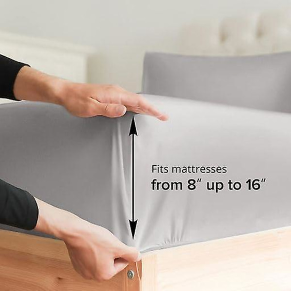 Queen Size Lagenpakke - Åndbar & Kølende - Hotel Luksus Lagen - Ekstra Blød - Dybe Lommer - Nem Pasform - 4-delt Sæt - Rynkefri - Komfortabel Lig