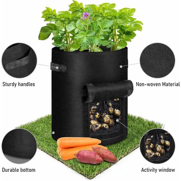 Potatisodlingsväskor 3-pack Trädgårdsodlingsväskor 7 gallon Icke-vävd väska Odla väskor Odla väskor för potatis Tomater Jordgubbar Grönsaker