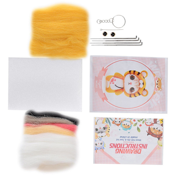 202# Tiger nålefilting ull DIY håndverk materiale for håndlaget plysj dukke making