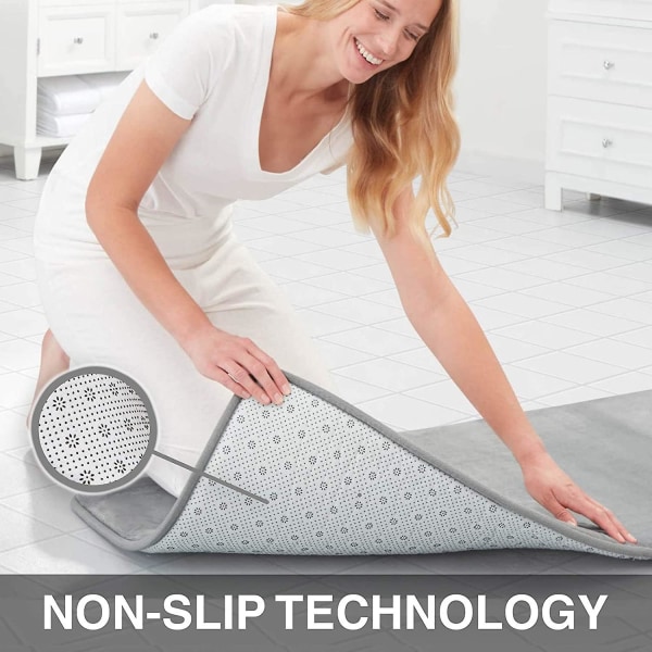 Memory Foam Bademåtte Skridsikker Vandoabsorberende Ultra Komfortabel Fløjls Badeværelse Tæppe (24\" X 48\", Grå) (24\" * 48\", Grå)