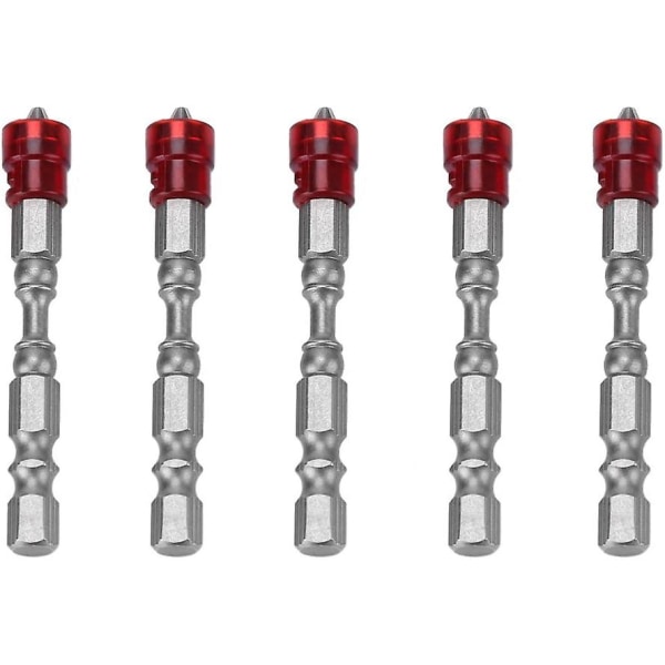 5 stk skruetrækker bits sæt S2 stål magnetisk krydshoved Ph2 skruetrækker bits 64,5 cm skaft til gipsplade skruer Anti-slip magnetisk driver borebit
