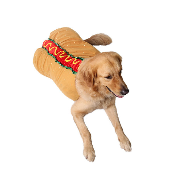 Roliga Pet Dog Katt Kläder Dress Up Cosplay Hot Dog XS