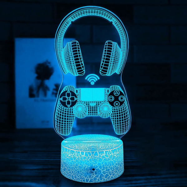 Ps4 /ps5 / Ps3 Gamepad Controller 3d Nattlampa 16 Färgförändrande Skrivbordslampor Gamer Rum Decor Led Set Up Ljus För Playstation4Ljusblå