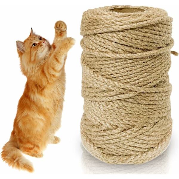 Sisalrep för klösstolpe - 5 mm x 50 m - Naturlig sisalrep - Hamparep för klösstolpe - Kattaccessoarer - Hantverk - Heminredning
