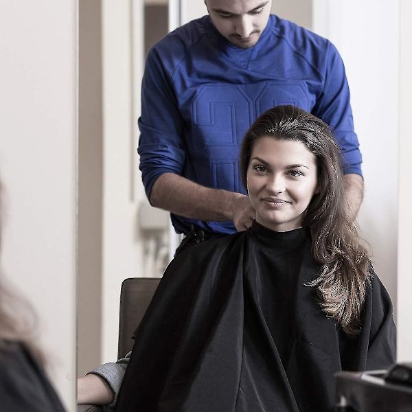 Frisörsalong Hårklippningskappa Svart Salong Barber Kappa Med Nackborste - 55\" X 63\"