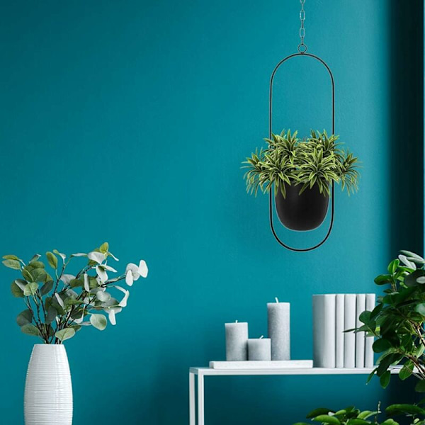 Metallhängande planter Hängande växter Hängande växtstativ Blomkrukor Inomhus Utomhus Balkong Tak Trädgård Dekor Hängande kedja Svart