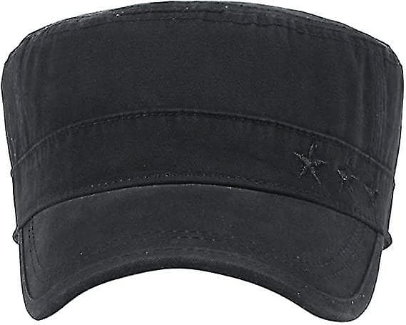 Herre Bomulds Flat Peak Baseball Twill Hær Militær Regiment Hat Visor Sort