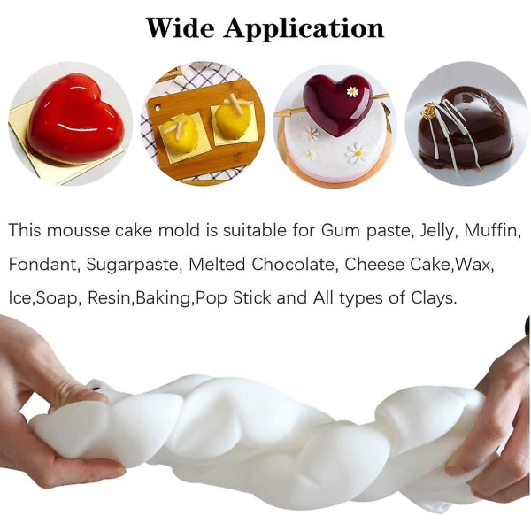 Hjerteformet sjokoladeform Multi Cube-form, silikonform for baking sjokoladekake og lage 3D håndlagde stearinlys (2 stk)