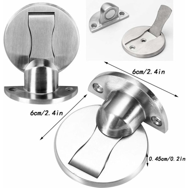2 magnetiskt justerbara dörrstopp. Stark magnetisk dörrstopp