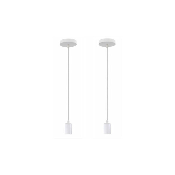 Set med 2 retro industriella lampskärmar i metall, taklampa i Edison E27, taklampa för sovrum, kök, vardagsrum, bar - vit – vit? DRIVE