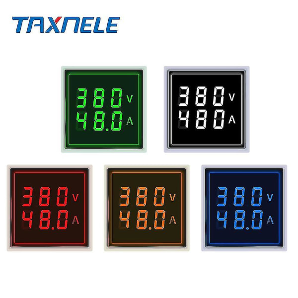 Ac 60-500v 1-100a Led Digital Voltmeter Ammeter Hertz Hz Signal Lights 220v Voltage Current Meter Volt Amp Tester Detector（hvit，Square V A）