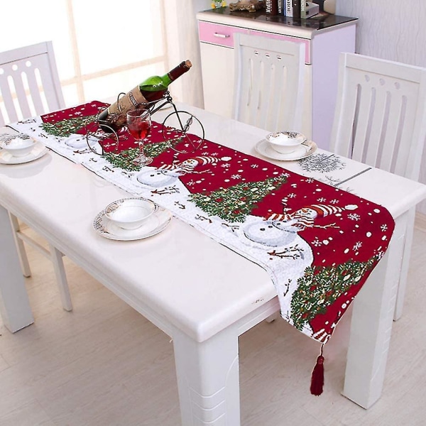 Julbordslöpare - Linnedekoration - Klassisk matta för restaurang, fest, juldekorationer (röd, 34 X 180 Cm)