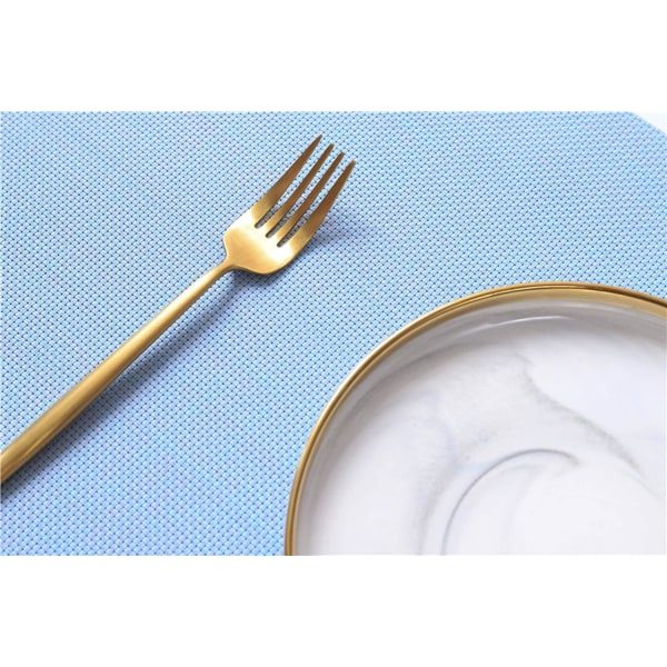 Nytt halkfritt värmebeständigt isolerat bordsunderläggsset (6 stycken), blått, lämpligt för kök och restaurangbord, tvättbart och snabbtorkande