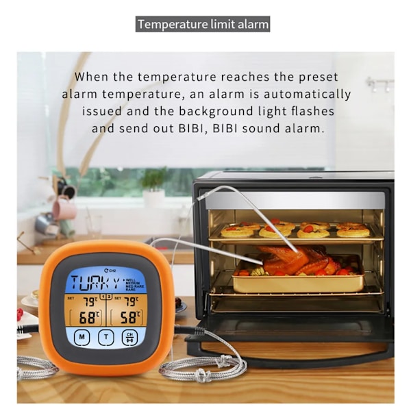 Digital kötttermometer Grill matlagning mattermometer med 2 sonder för ugn grill grill sjuda