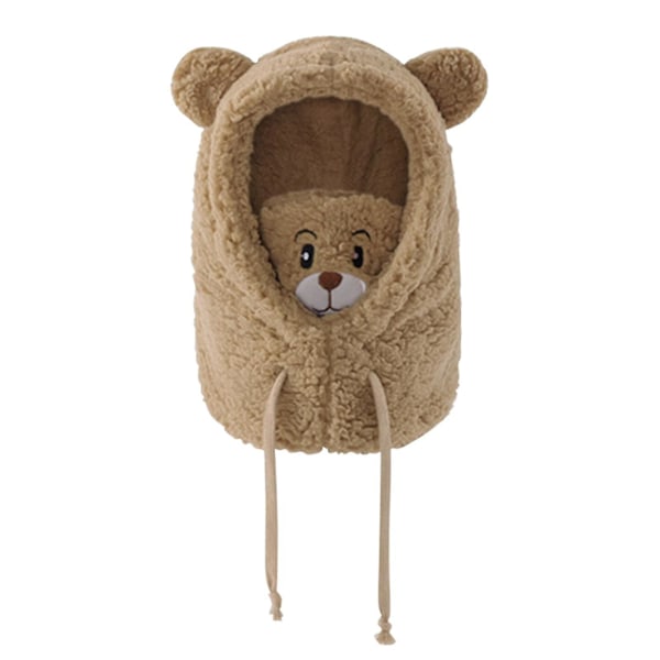 Universal One Piece-mössa Bekväm touch Plysch Multifunktionell Björnöronklaffmössa för utomhusbruk（Khaki）