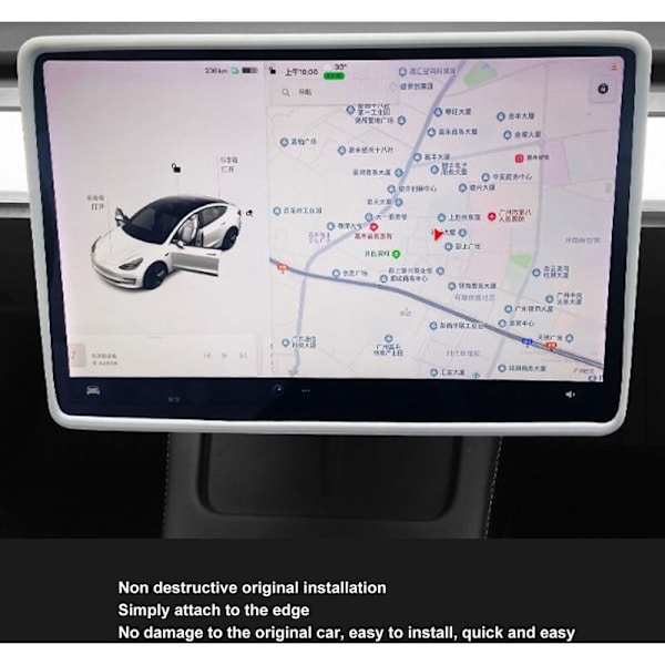 Navigeringsskärmsskydd Starkt skydd Perfekt passform Ersättning Central kontrollskärm Ramskydd för Tesla Model 3 Y Vit
