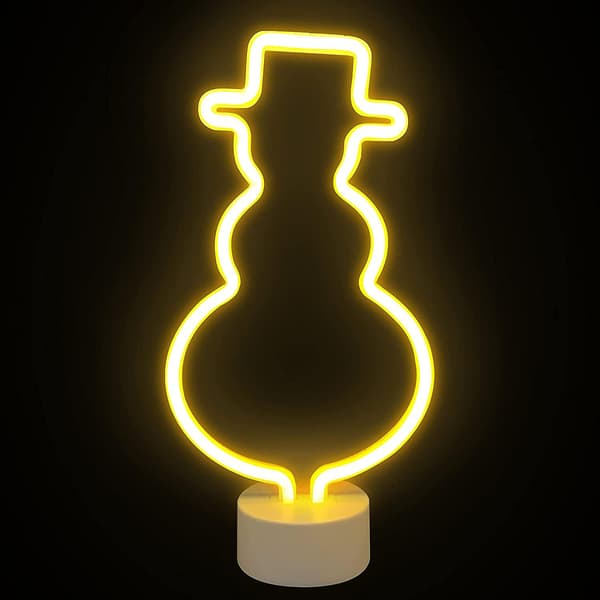 Neon Snømann LED Nattlys med Base