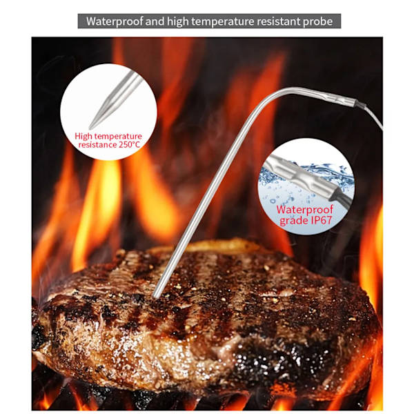Digital kötttermometer Grill matlagning mattermometer med 2 sonder för ugn grill grill sjuda
