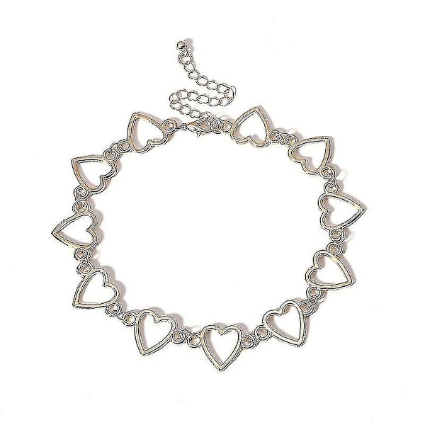 Geometrisk kreativt handgjort halsband, dam enkelt hjärtformat ihåligt kedja