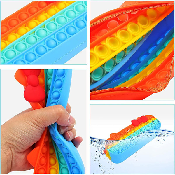 Pennfodral Leksak Söta Katt Färgglad Silikon Pennhållare Förvaringsväska Stationery Box