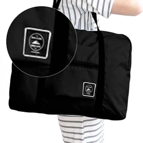 48x32x16cm Svart hopfällbar resväska med stor kapacitet, vattentät sportväska