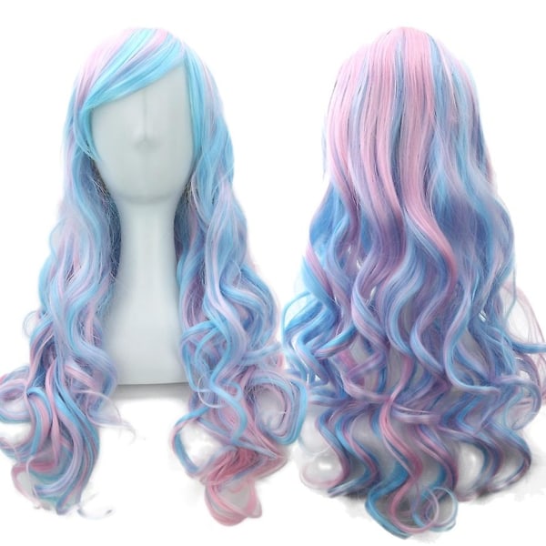 Soowee 70 cm långt kvinnor hår Ombre färg hög temperatur fiber peruker rosa blå syntet hår cosplay peruk Peruca Pelucas 28 tum JBS-13